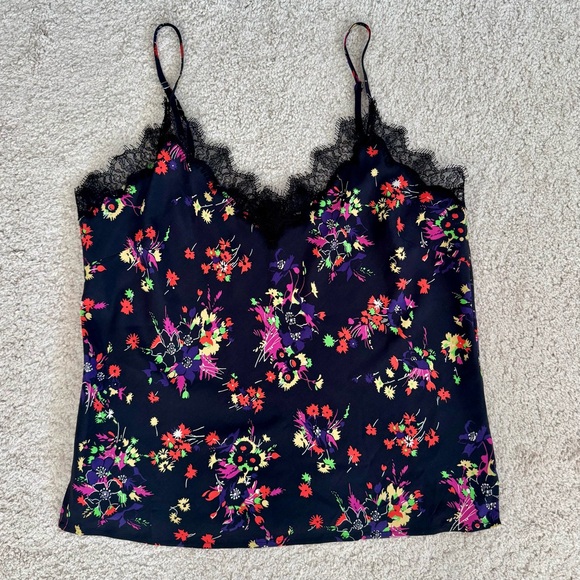 Veronica Beard Silk Dark Floral Gil Camisole NO BRAND / SIZE TAG APPROX Sz 8 - Picture 2 of 10